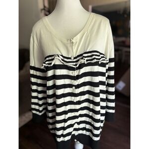Talbots Cardigan‎ Size 2XL Sweater Neutral Anchor Nautical Coastal Preppy Plus
